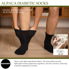 Rahhint Alpaca Wool Diabetic Socks, seamless toe for smooth, irritation-free wear.