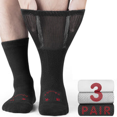 Rahhint Pro extra wide merino wool diabetic socks, front view, breathable all-day comfort.