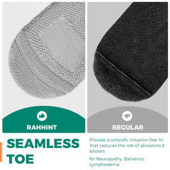 Rahhint Pro Extra Wide Merino Wool Diabetic Socks seamless toe closeup for irritation-free wear.