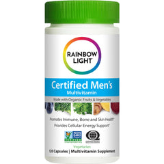 Rainbow Light Men’s Multivitamin tablets—probiotic blend for digestive balance and overall wellness.