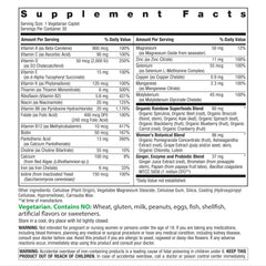 Rainbow Light Women's Multivitamin One+ bottle side highlighting Real Food Nutrients.