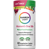 Rainbow Light Women's One 50+ bottle front promoting daily wellness.