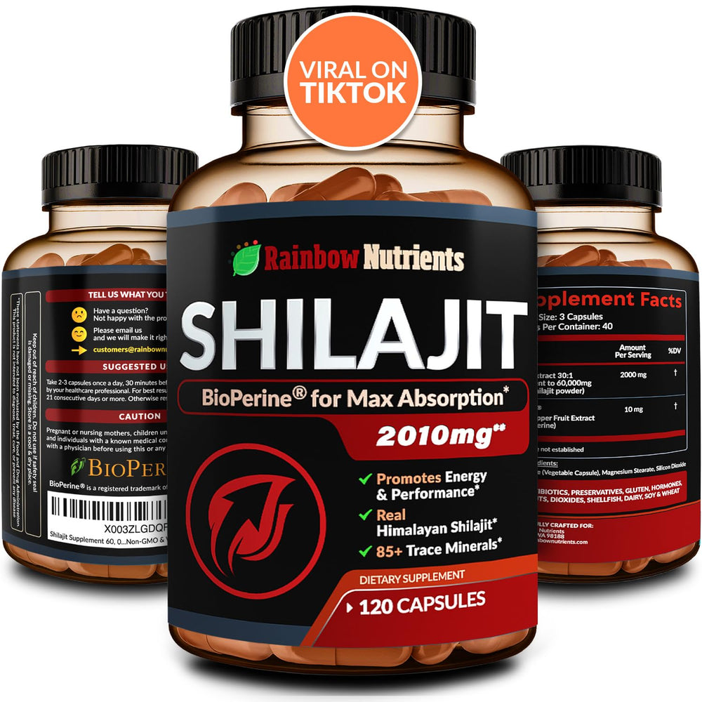 Rainbow Nutrients Shilajit capsules bottle for natural energy support