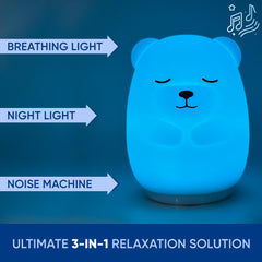 RAINLAX Breathing Bear night light creates soothing ambience for bedtime