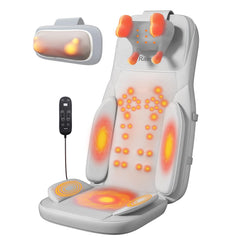 Rainwolf Shiatsu cushion on a chair delivering targeted neck and back relief.