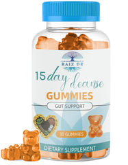 Raiz DE 15-Day Cleanse Gummies bottle for convenient daily detox and digestive support.
