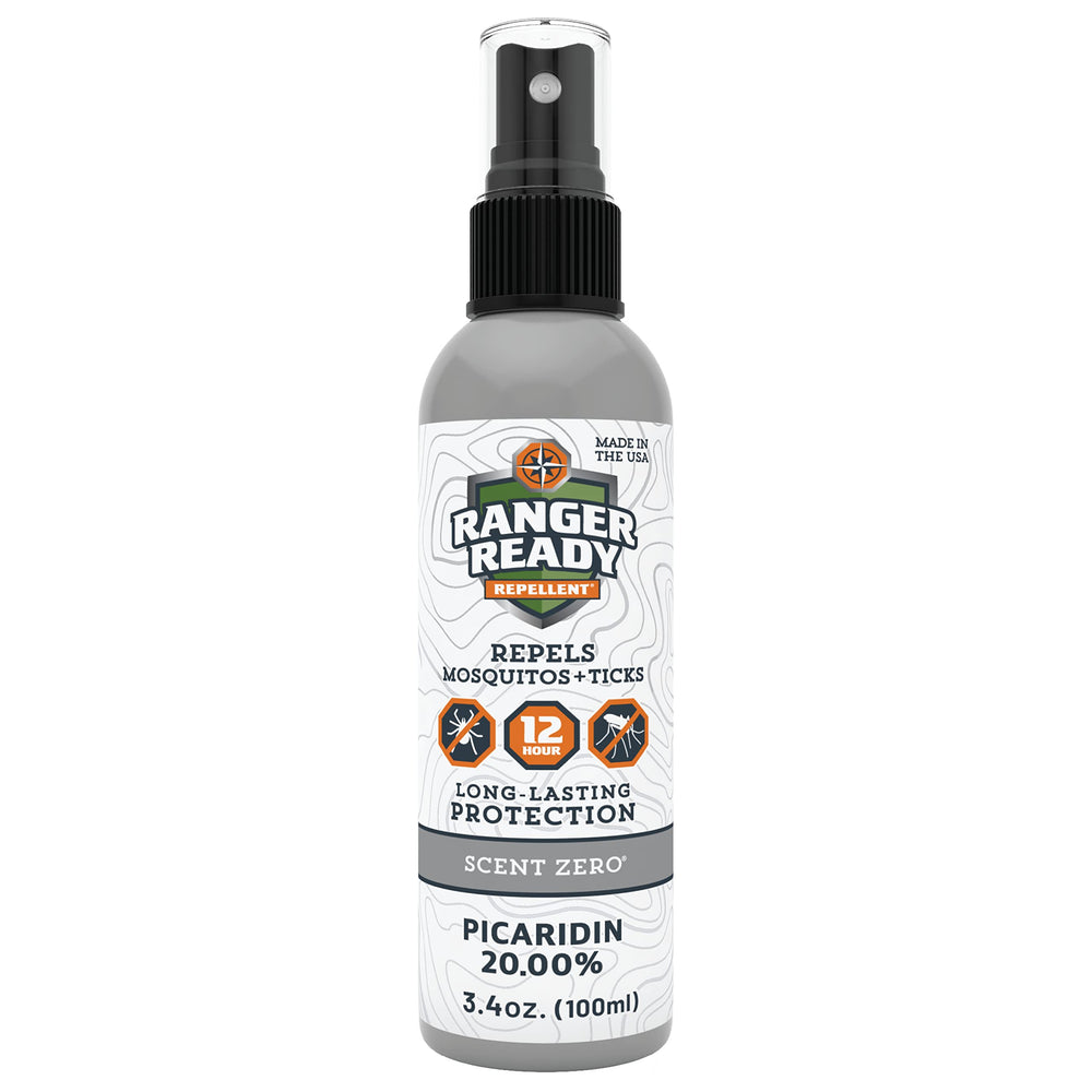 Ranger Ready Picaridin spray bottle for portable mosquito and tick protection.