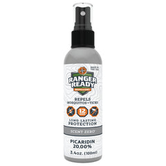 Ranger Ready Picaridin spray bottle for portable mosquito and tick protection.