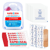 Rapid-Seal 15pc kit overview showing a compact, ready-to-use first aid solution for quick bleeding control.