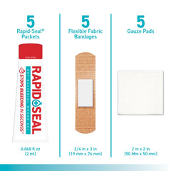 Rapid-Seal adhesive bandages 3/4in x 3in for quick, secure protection of small cuts.