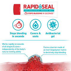 Rapid-Seal sterile gauze 2in x 2in pads ready to absorb and cover minor wounds.