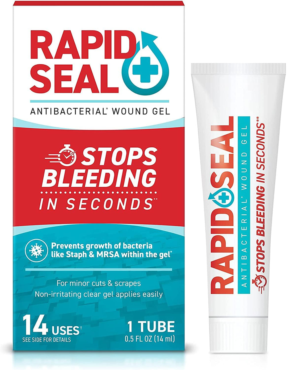 Rapid-Seal Wound Gel bottle shown for fast, clear minor wound care