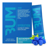 RAW Bum Hydrate blue raspberry packets for on-the-go electrolyte replenishment
