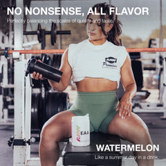 RAW EAA Watermelon serving scoop beside the tub for easy dosing