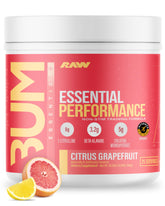 RAW Essential Performance pre-workout powder in citrus grapefruit can for a clean endurance boost