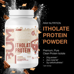 RAW Itholate Cinnamon Crunch scoop for precise protein measurement.