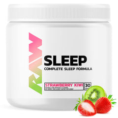 RAW Natural Sleep Aid bottle front highlights flavor and nightly relaxation potential