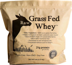 Raw Organic Whey grass-fed whey powder bag highlighting a pure, single-ingredient protein for shakes and baking.