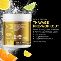 RAW Thavage label close-up showing ingredient quality for endurance.