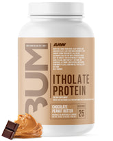 RAW Whey Isolate Chocolate Peanut Butter tub highlights premium protein for lean muscle support