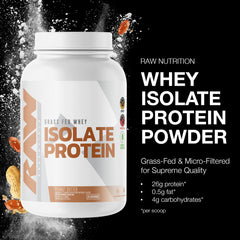 RAW Whey Isolate Peanut Butter scoop ready for shake convenience