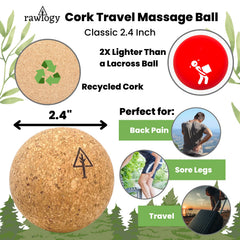Rawlogy travel cork massage ball pack of two ready for on-the-go muscle relief.