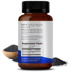 RAWYA Nigella Sativa capsules in vegan bottle highlight pure ingredients for vitality