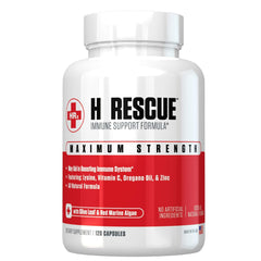 Re+Gen Nutrition H Rescue bottle with label emphasizing immune support.