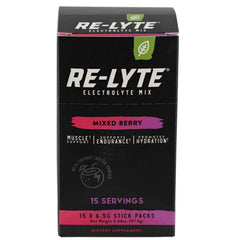 Re-Lyte Mixed Berry glass shows refreshing, sugar-free hydration after training.