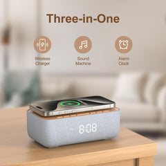 REACHER clock shows iPhone magnetic charging alignment for fast power.