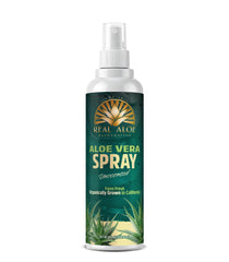 Real Aloe spray bottle delivering a cooling mist for soothing skin