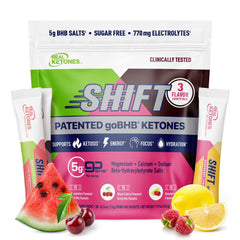 Real Ketones BHB exogenous drink packet close-up for convenient ketosis support