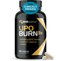 Real Ketones Lipo Burn bottle with capsules supports on-the-go ketosis energy.