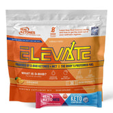 Real Ketones MCT & BHB drink packet orange, poured for steady energy.