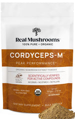 Real Mushrooms cordyceps powder front view for daily wellness