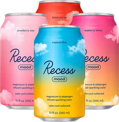 Recess Mood magnesium-adaptogen drink bottle ready for unwinding after work