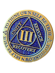 RecoveryChip 3Year AA medallion front reflex design with antique bronze and blue finish