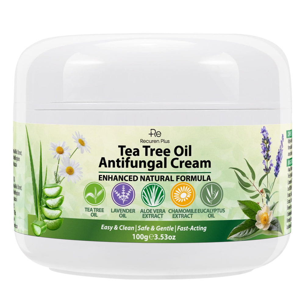 Recuren Plus antifungal cream jar front for easy daily use and relief.