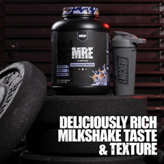 Redcon1 MRE Protein ingredients collage shows beef, salmon, chicken, egg, rice