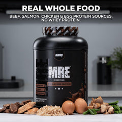 Redcon1 MRE Protein bottle pour illustrating easy shake prep