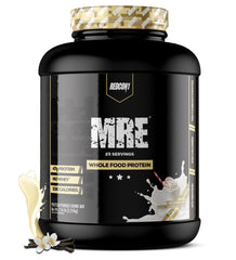 REDCON1 MRE vanilla milkshake bottle demonstrates a protein-packed meal replacement
