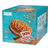 REDEFINE Oatmeal Protein Pie with Skippy peanut butter on a plate, protein-packed breakfast option.