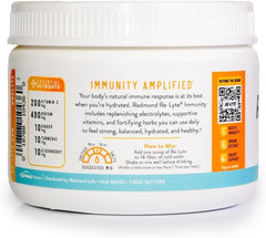 Close-up of REDMOND Re-Lyte Immunity label highlighting clean ingredients