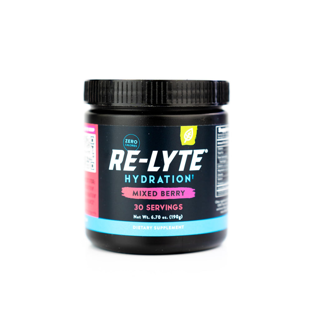 Redmond Re-Lyte mixed berry jar front – compact 30-serving size for on-the-go hydration.