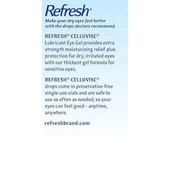 Refresh CelluVisc eye application close-up demonstrates gentle gel glide.