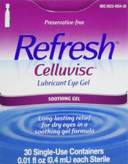 Refresh Celluvisc eye gel bottle pour for gentle hydration on demand.