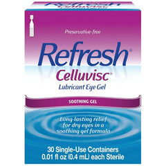 Refresh CelluVisc gel texture close-up showing thick, velvety moisture for lasting comfort.