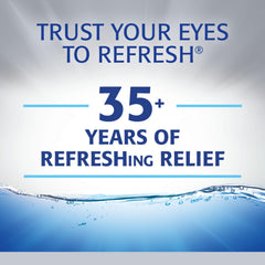 Refresh Optive Advanced eye drops packaging highlights the triple-action formula and HydroCell technology.