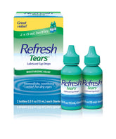 Refresh Tears bottle front view showing compact packaging for on-the-go relief