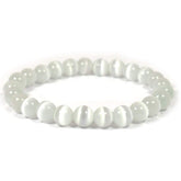 Reiki Crystal Products natural selenite bracelet 8mm aiding meditation clarity